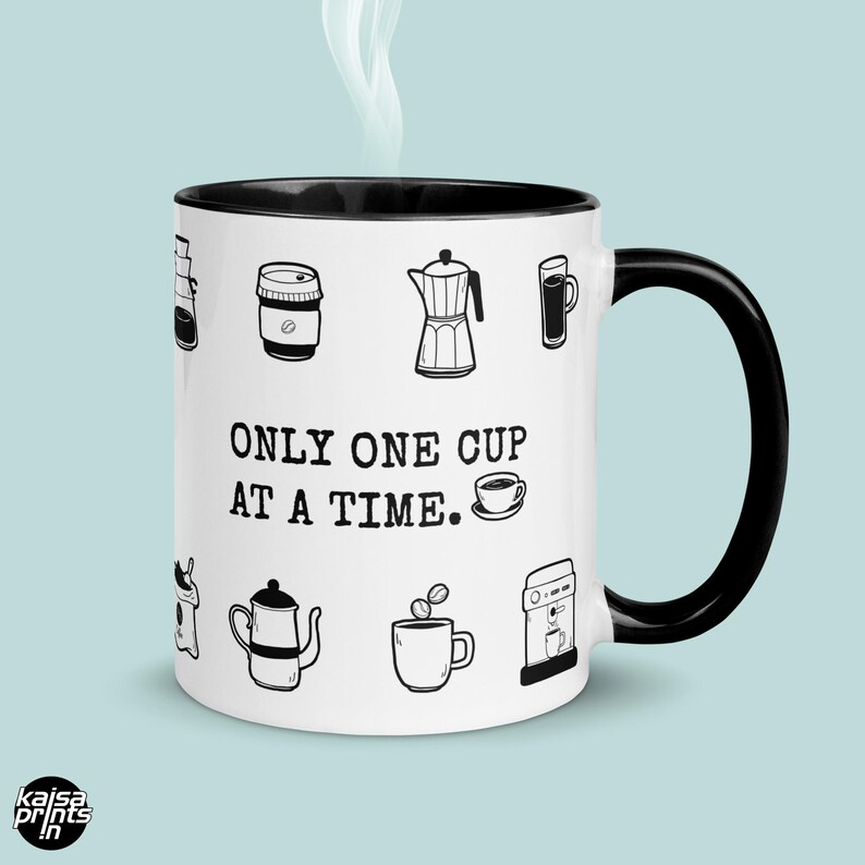 Grappige koffieverslaafde mok | Drink koffie met mate, slechts één kopje per keer – Mark Twain afbeelding 2