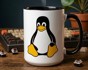 Taza de café Linux Tux / Taza con la mascota de Linux, el pingüino / Regalo para desarrolladores de código abierto / Regalo para programadores y codificadores