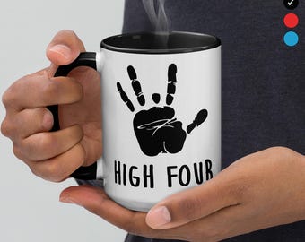 High Four Missing Middle Finger Mug, Amputated Finger Cup, Middle-Finger Amputee Get-Well Gift