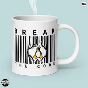 Brechen Sie den Code Becher, Strichcode Strichmännchen Becher, Punk Tux Cup, Programmierer & Hacker Geschenk, Geburtstagsgeschenk für Programmierer und Technikfreaks 20 oz