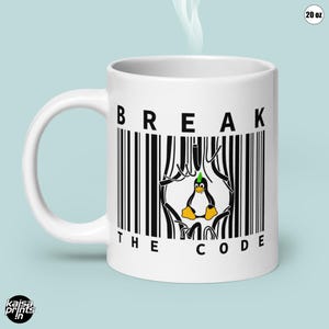 Brechen Sie den Code Becher, Strichcode Strichmännchen Becher, Punk Tux Cup, Programmierer & Hacker Geschenk, Geburtstagsgeschenk für Programmierer und Technikfreaks Bild 4