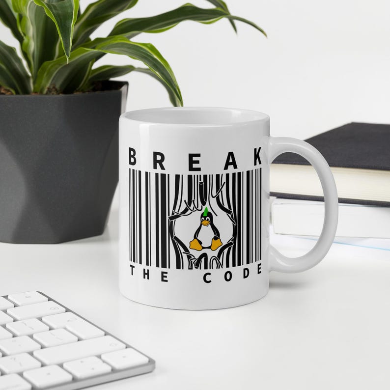 Brechen Sie den Code Becher, Strichcode Strichmännchen Becher, Punk Tux Cup, Programmierer & Hacker Geschenk, Geburtstagsgeschenk für Programmierer und Technikfreaks Bild 7