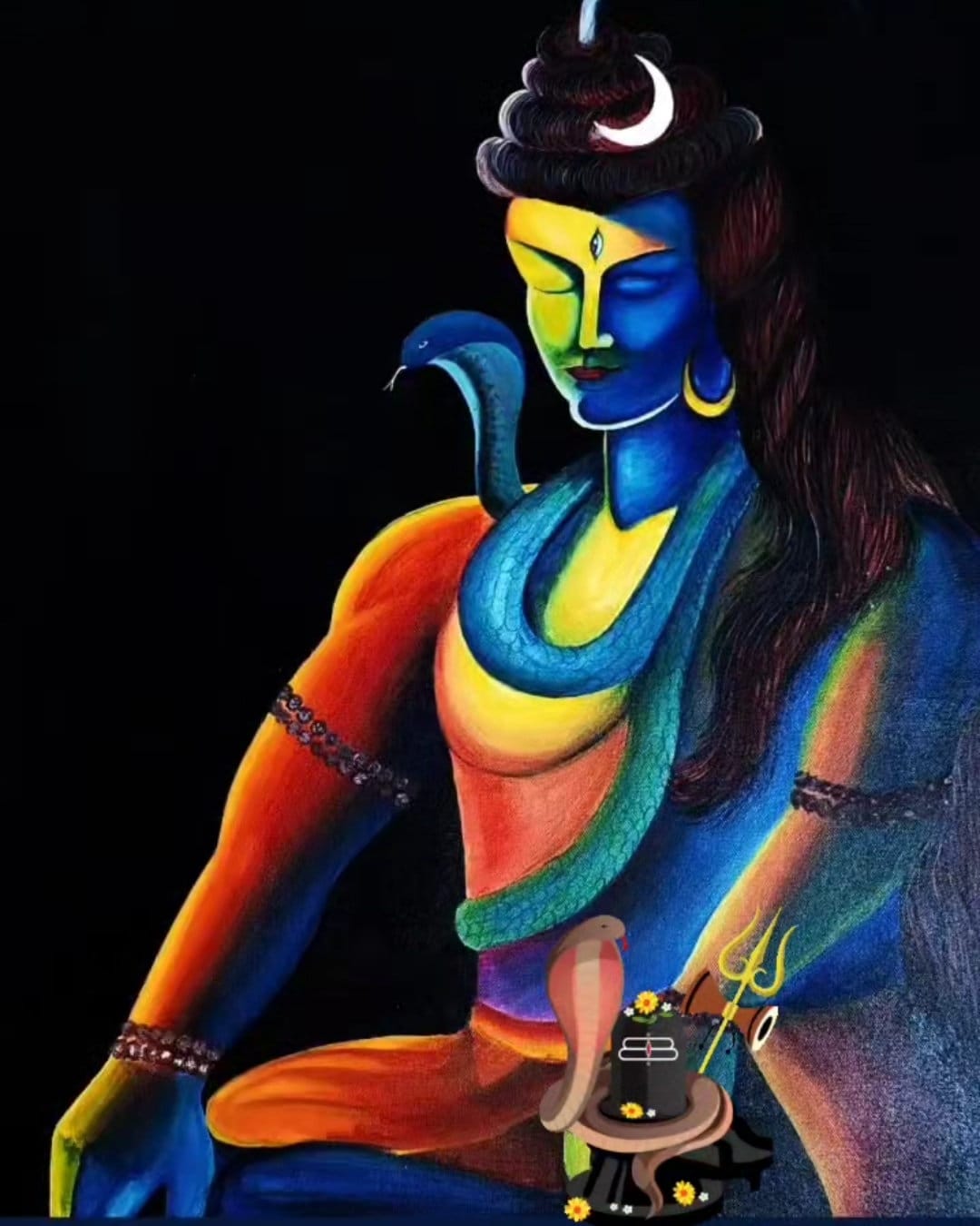 Buy Original Hand Painted Oil Shiva Meditation Painting Online in ...