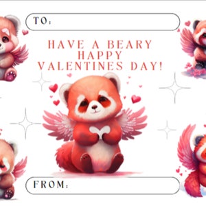 Tarjeta del Día de San Valentín del Panda Rojo Imprimible