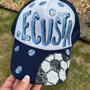 Handpainted mesh back trucker hat- baseball cap- snap back- High School- Team Spirit- Mascot- custom hat- painted apparel - hand painted