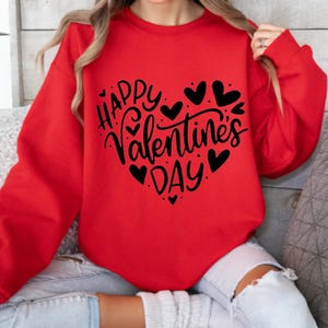 Valentine&#39;s Day Unisex Sweatshirt, Happy Love Heart Gift, Crewneck Jumper, Romantic Couples Clothing, Cupid&#39;s Arrow Pullover, February 14th