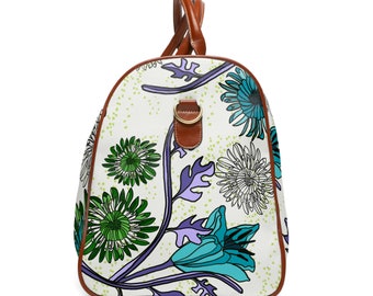 Weekender Bag, Floral Beach Bag, Weekend Tote Bag, Overnight Bag, Waterproof Travel Bag. Luggage Bags for Women, Gift for her