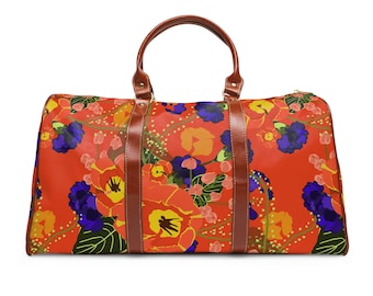 Weekender Bag, Floral Beach Bag, Weekend Tote Bag, Overnight Bag, Waterproof Travel Bag. Luggage Bags for Women, Gift for her