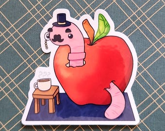 Pegatina brillante de Gentleman Worm