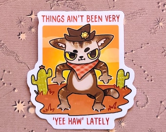 Pegatina de gato vaquero Yeehaw