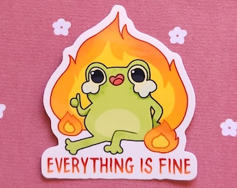 Pegatina brillante de rana de fuego