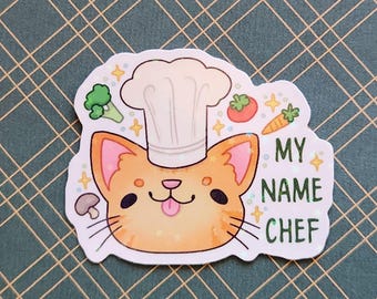 Pegatina holográfica de Chef Cat