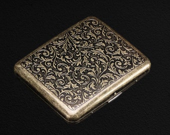 Vintage Metal Cigarette Case Box Portable - Engraved holder Groomsmen Gifts for him Dad Boyfriend Gift for Men Son