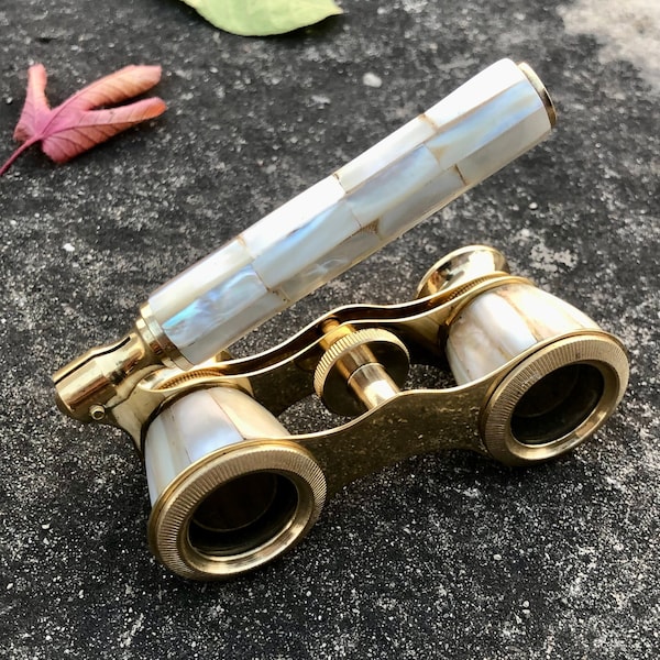 Vintage Brass Opera Glasses Mother of Pearl & Handle Brass Fittings India