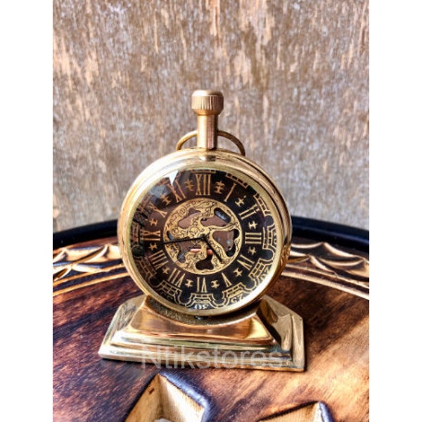 Brass Trophy Desk Clock Vintage Old style Table Top Decorative Gift collectible watch Office Table Decor