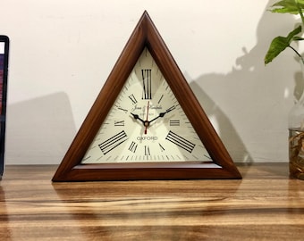 Triangle Wooden Wall Clock: 12" Oxford 1923 Vintage Style