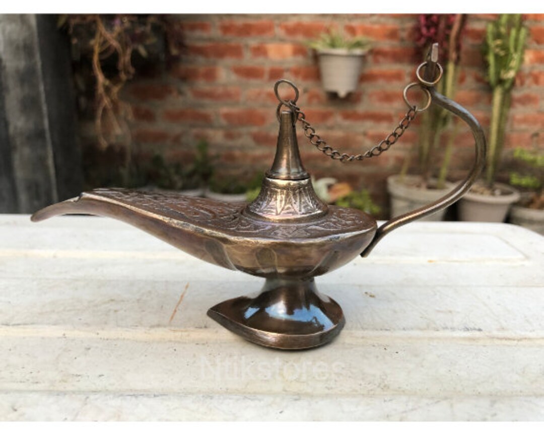 Brass Aladdin Oil Lamp Genie Vintage Solid Polish & Antique Magic