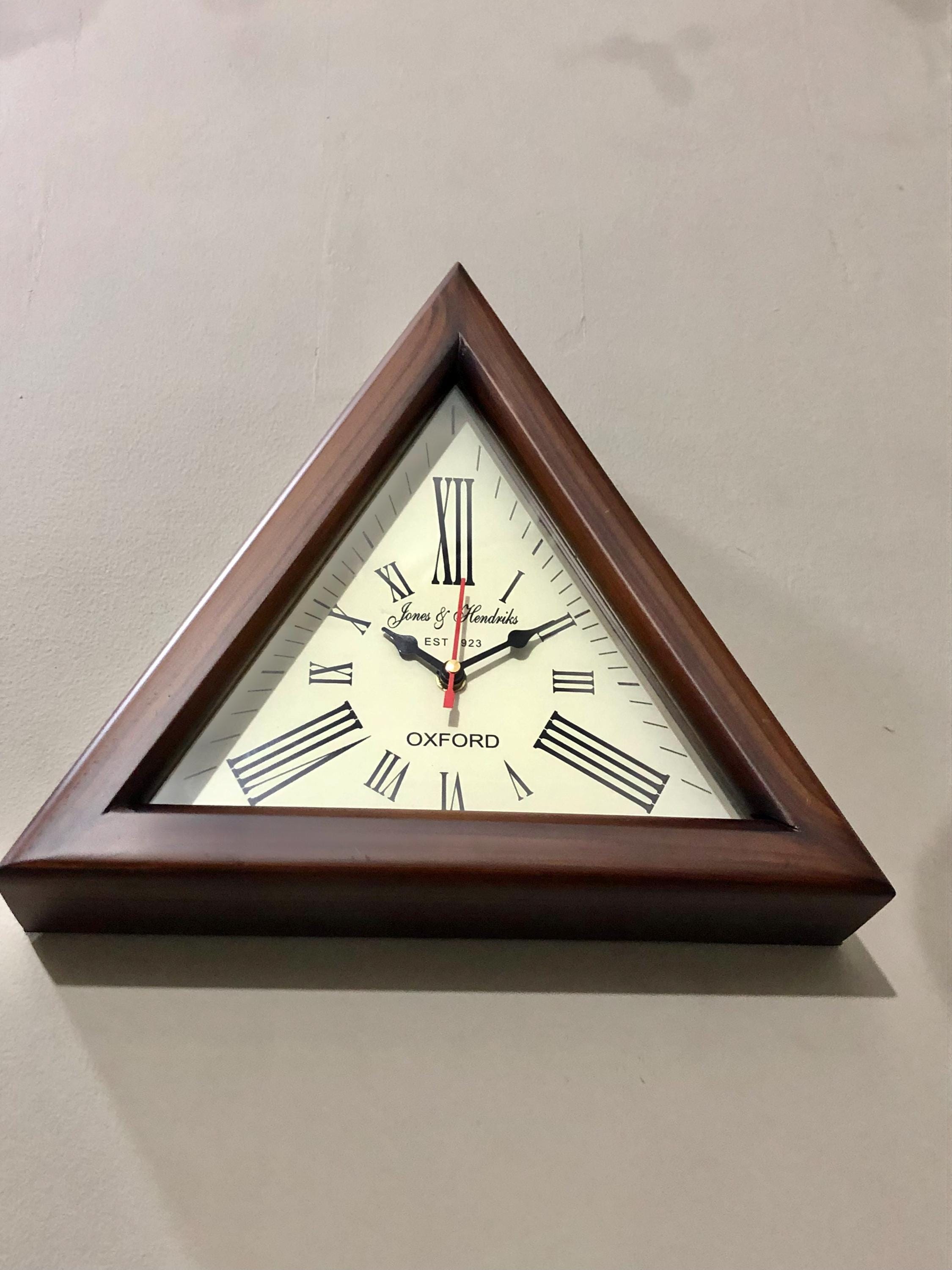 Triangle Wooden Wall Clock: 12" Oxford 1923 Vintage Style - Etsy