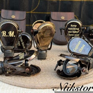 Personalized Brass Monocular Spyglass: Royal Navy 1917, Nautical Decor