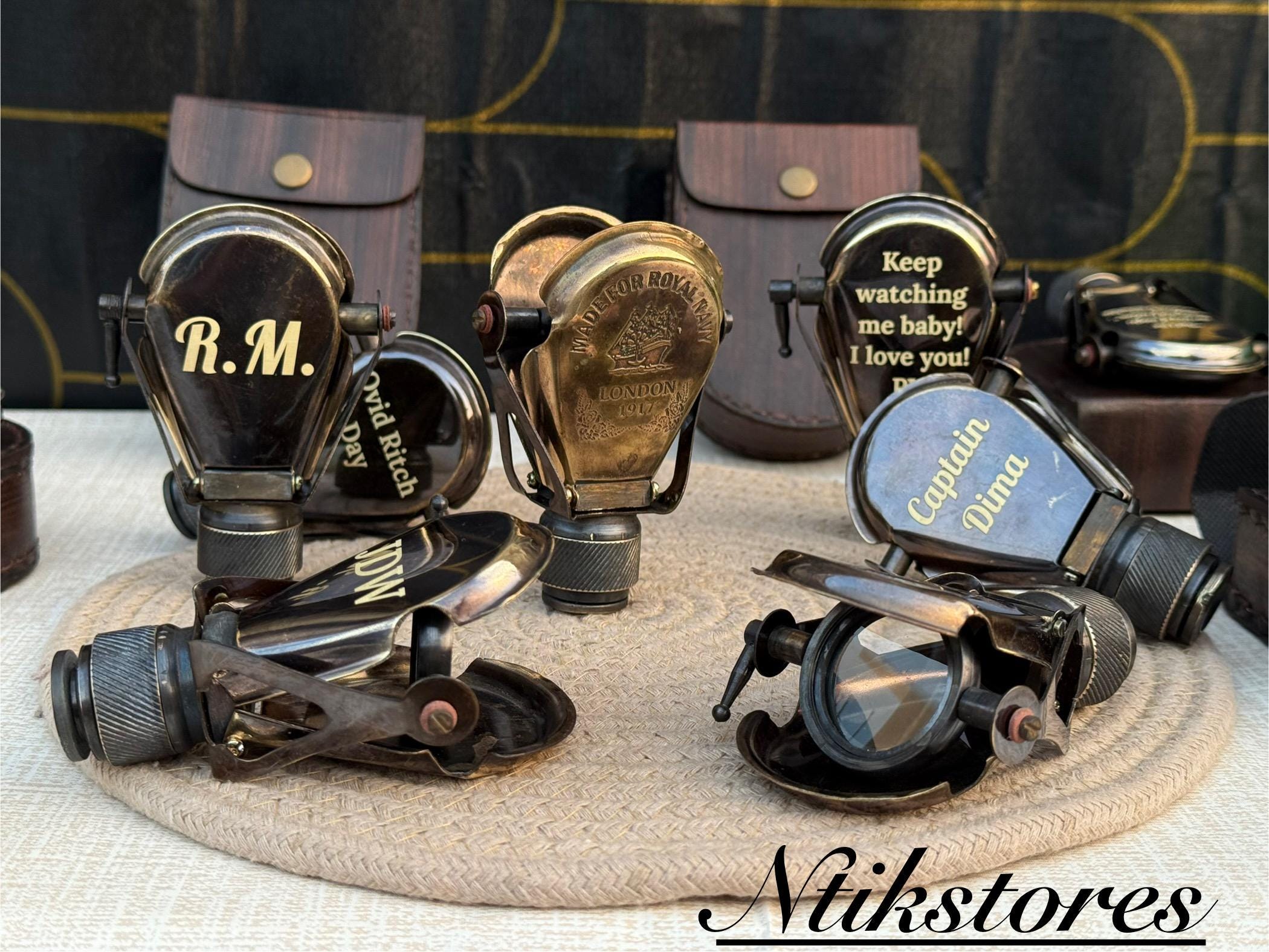 Personalized Working Vintage Brass Monocular Spyglass Royal Navy London 1917 Nautical Binocular Pirate Single Eye Vision Opera Glass Gift