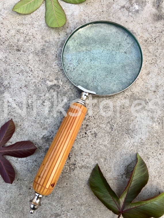 Magnifying Glass on Stand Nautical Brass Handheld Antique Reading Magnifier  Lens
