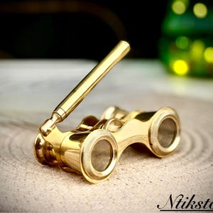 Binocular Polished Brass Antique Nautical Opera Glasses Spyglass Scouts Solid Golden Polished & Handle Brass Fittings