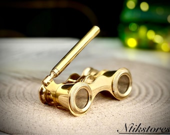 Binocular Polished Brass Antique Nautical Opera Glasses Spyglass Scouts Solid Golden Polished & Handle Brass Fittings