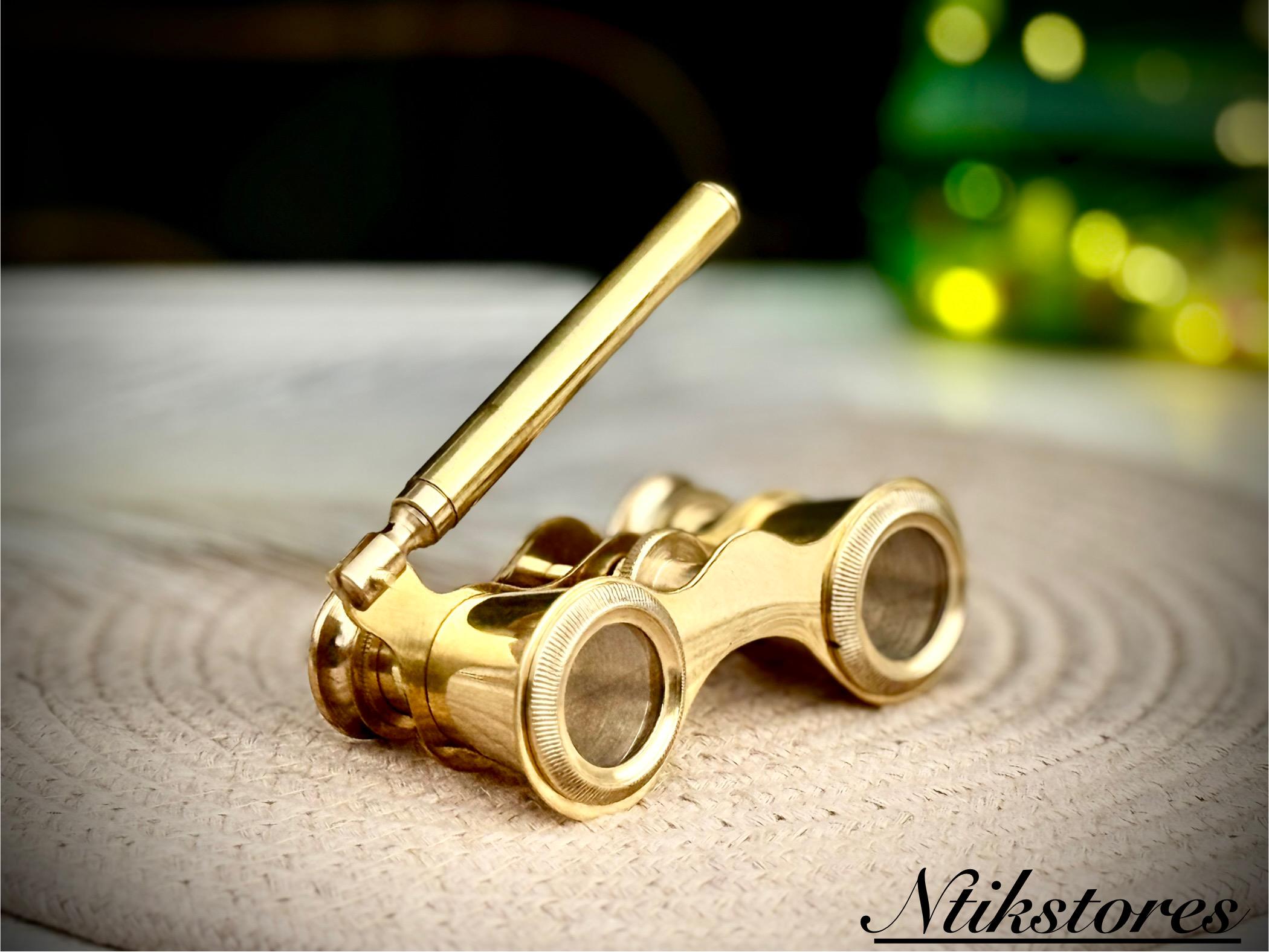 Brass Nautical Opera Glasses: Antique Style Spyglass with Handle