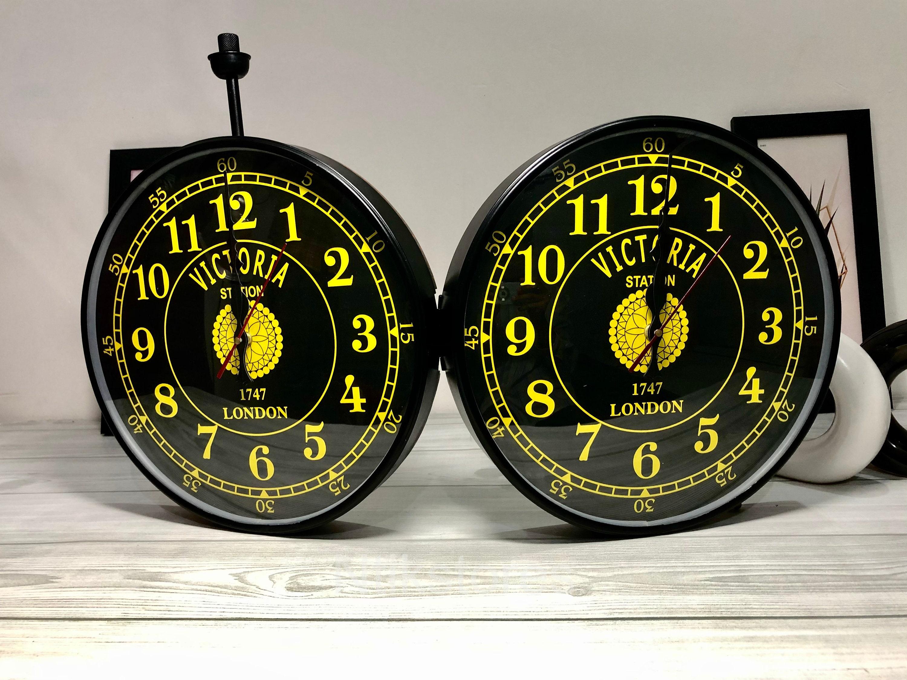 ビクトリア鉄道時計：両面アンティークブラック壁装飾 - Etsy 日本