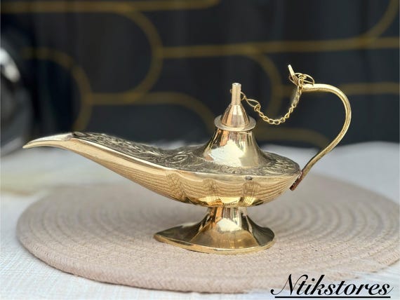 Brass Aladdin Lamp: Vintage Style Incense Burner, 6/8 Inch