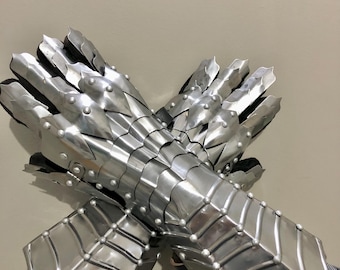 Guanteletes de armadura de acero Nazgul: guantes de cosplay de caballero medieval