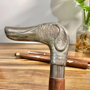 Viktorianischer Gehstock für Hunde: Messinggriff, 3-fach Gehstock, 94cm