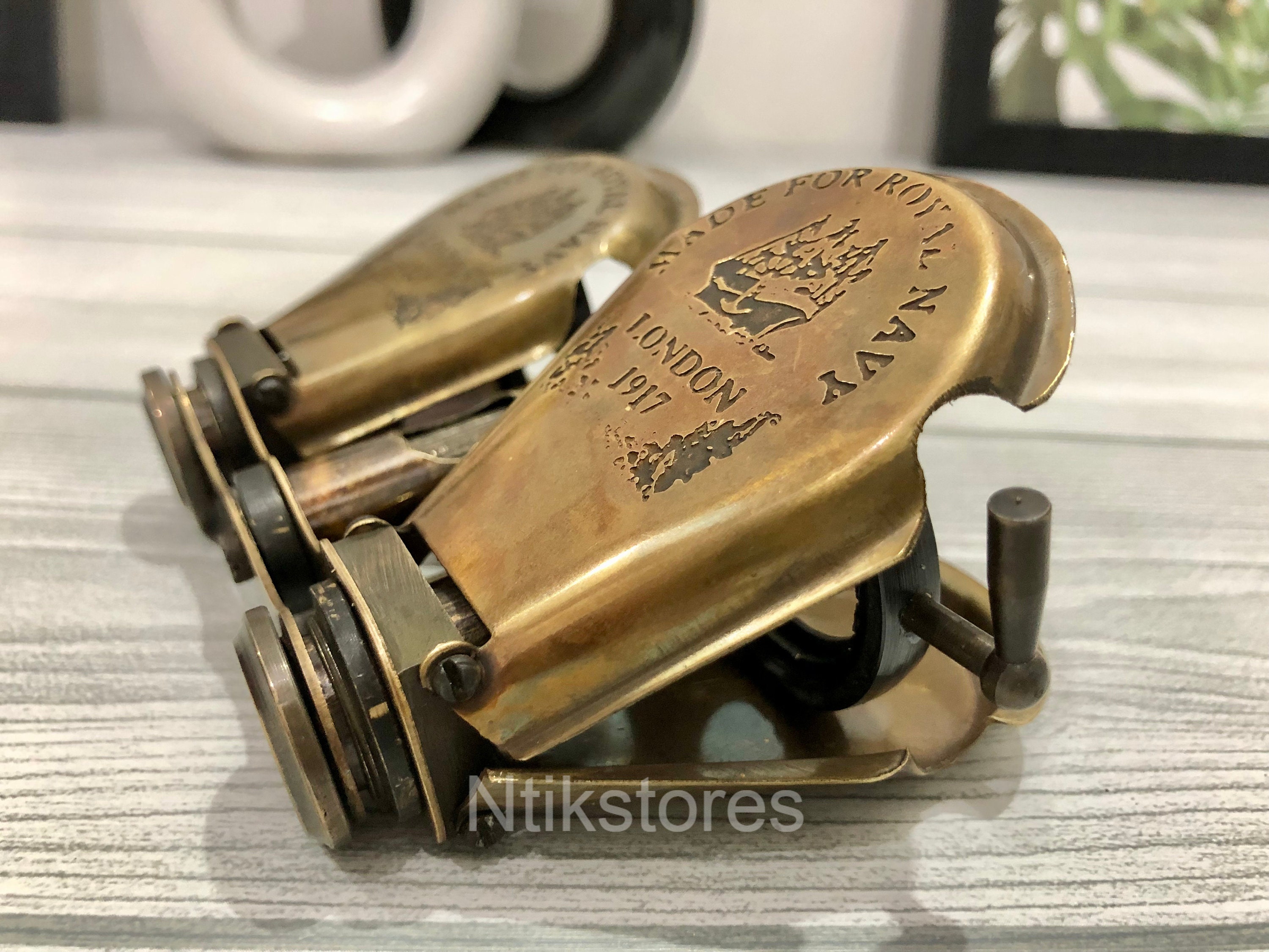 Antique Made for Royal Navy, réplique jumelles Londres-1917 en aluminium, marron par Sifaat World