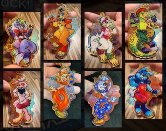 Acrylic Keychains // Five Nights at Freddy’s Security Breach // Freddy, Monty, Chica, Bonnie, Roxy, Vanny, Sun & Moon