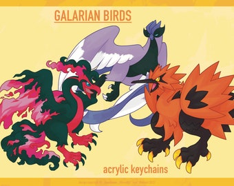 3” Galar Region Legendary Bird Pokémon Acrylic Keychain Charms! // Articuno, Zapdos, Moltres // **PREORDER**