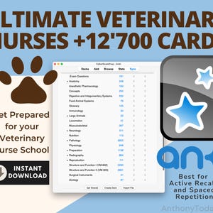 Ultimative Veterinär Krankenschwestern Karteikarten | Anki Lernkarten für Tierpflege, Klinische Fähigkeiten, Veterinärverfahren & Medizinische Terminologie-Prüfung