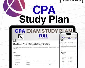 Plan de estudio para el examen CPA / Plantilla de Notion (Descarga con acceso inmediato)