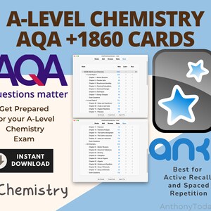 Aレベル化学 AQAフラッシュカード | AQA試験対策用Anki学習ツール | 化学の復習が簡単にできて成績アップ | 化学試験問題