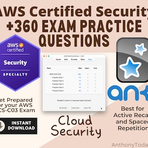 Speciale flashcards voor AWS-beveiliging | Anki Cards SCS-C03 Officiële examenvraag (digitale download)