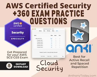 Tarjetas de estudio/anki para la especialidad de seguridad de AWS SCS-C03: Preguntas oficiales del examen (descarga digital)