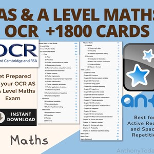 Un niveau de mathématiques OCR Flashcards | Cartes d'étude Anki pour les questions de préparation à l'examen OCR | Révision mathématique simplifiée | Sujets clés pour un niveau de réussite élevé