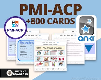 Tarjetas didácticas Anki de preparación para el examen PMI-ACP / Preguntas oficiales del examen (descarga digital)