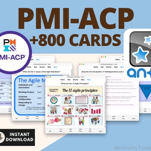Tarjetas didácticas Anki de preparación para el examen PMI ACP / Guía de estudio para practicantes certificados en Agile / Domine conceptos, prácticas y herramientas de Agile para la certificación
