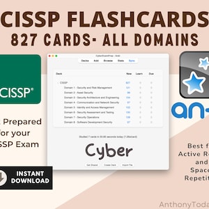 Cyber CISSP-certificering Anki Flashcards | Uitgebreide studiegids, voorbereidingskaarten voor cyberexamens, kaarten voor cyberbeveiliging, CISSP-vragenlijst