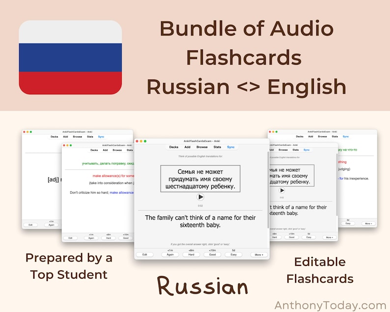 Russian Ultimate Guide Anki Flashcards | Master Vocabulary, Grammar & Pronunciation | Audio-Enhanced Study Cards for All Language Levels Russian Ultimate Guide Anki Flashcards | Master Vocabulary, Grammar & Pronunciation | Audio-Enhanced Study Cards