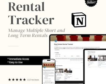 Plantilla de Notion para negocios de alquiler de bienes raíces / Gestión integral de propiedades (Descargas digitales)