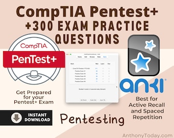 Preparación para el examen CompTIA PenTest+ PT0-003 / Tarjetas didácticas oficiales con preguntas del examen Anki (descarga digital)