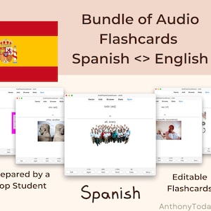 Spanish Anki Flashcards with Audio & Illustrations | Spanish Study Guide for Vocabulary, Grammar, Pronunciation and English Translations Spanish Anki Flashcards with Audio & Illustrations | Spanish Study Guide for Vocabulary, Grammar, Pronunciation