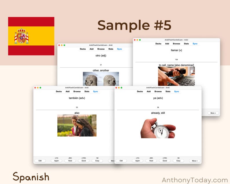 Spanish Anki Flashcards with Audio & Illustrations | Spanish Study Guide for Vocabulary, Grammar, Pronunciation and English Translations Spanish Anki Flashcards with Audio & Illustrations | Spanish Study Guide for Vocabulary, Grammar, Pronunciation