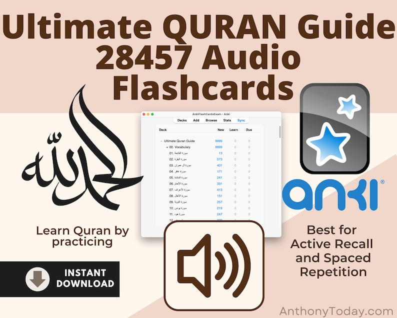 Ultimate Quran Study Guide Anki Flashcards | Learn Quranic Arabic | Master Vocabulary, Grammar & Tajweed with Audio-Enhanced Study Tools Ultimate Quran Study Guide Anki Flashcards | Learn Quranic Arabic | Master Vocabulary, Grammar & Tajweed